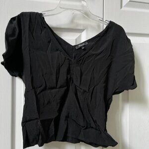 Ladies size 6 Madewell black cropped v-neck short sleeve shirt top